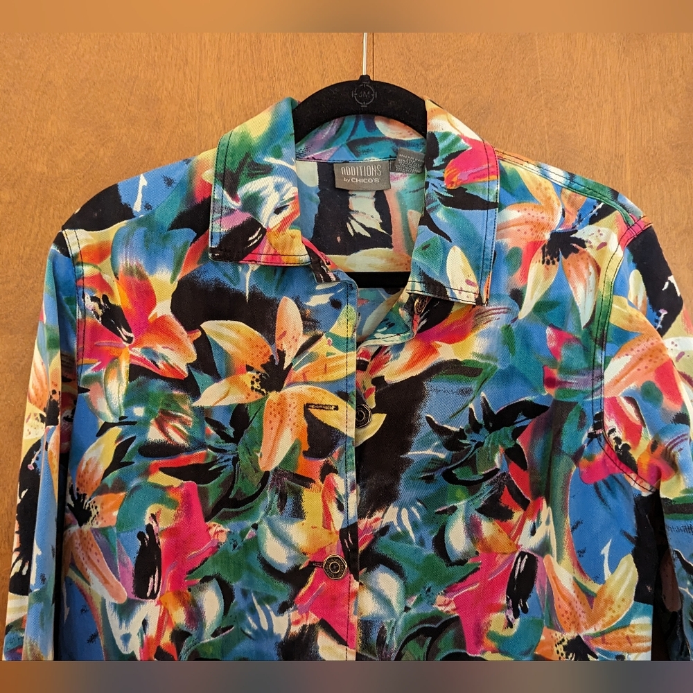 Chico's Tropical Floral Print Jacket